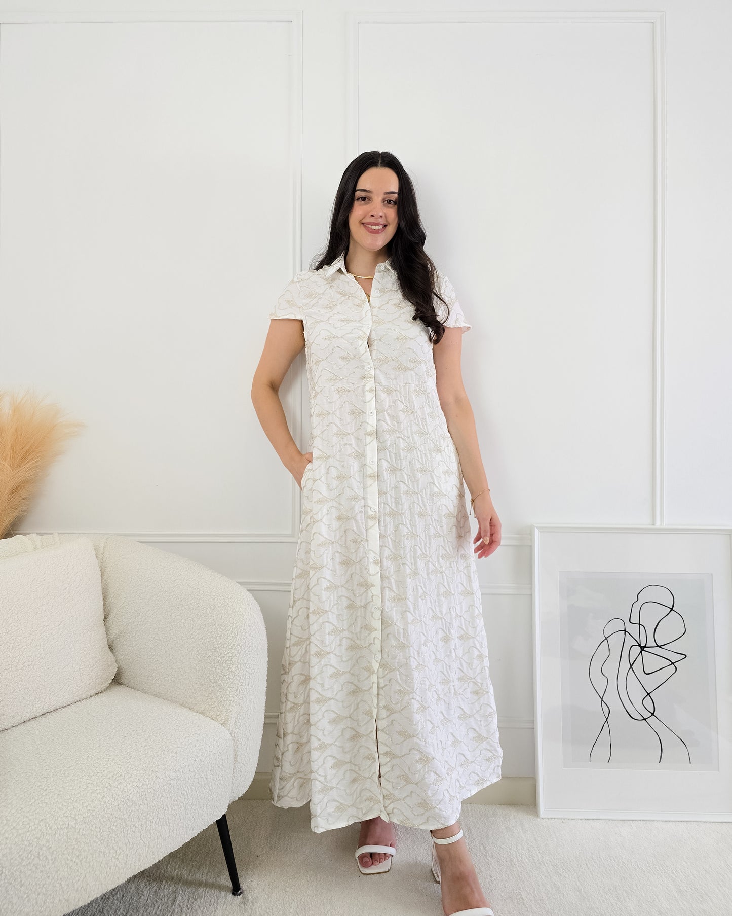 VESTIDO DANIELA WHITE & GOLD