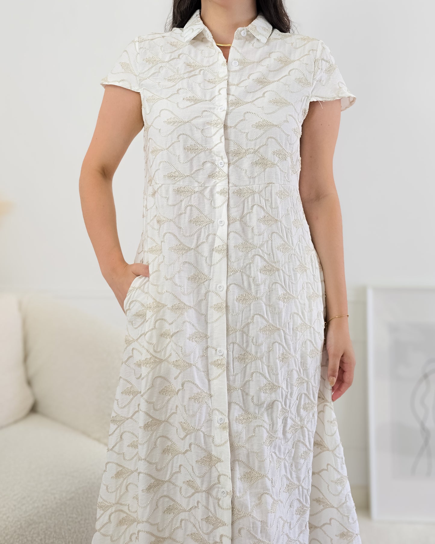 VESTIDO DANIELA WHITE & GOLD