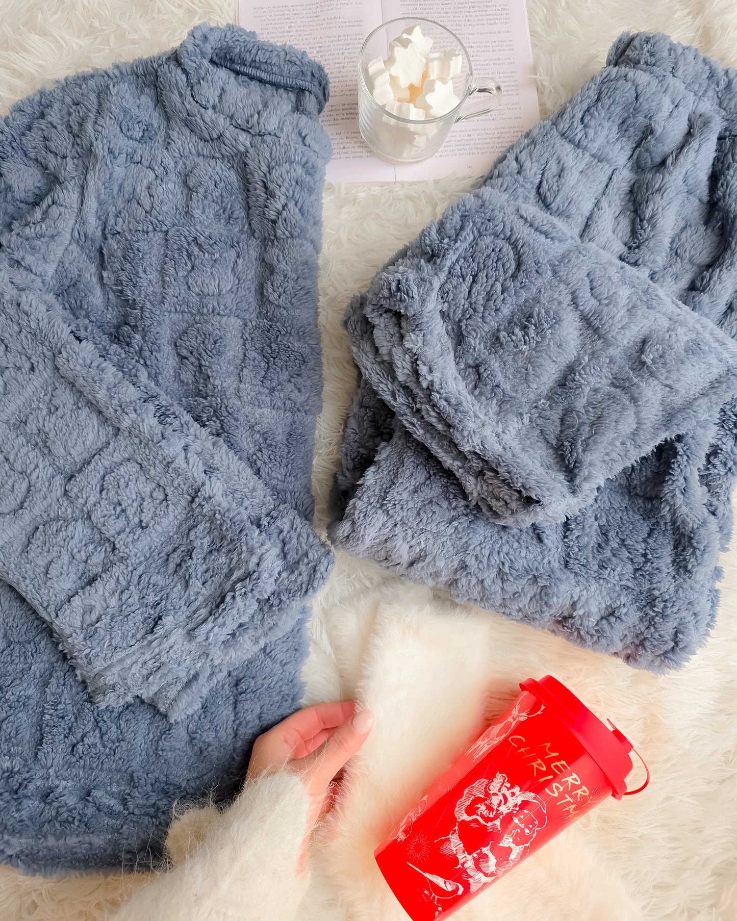 PIJAMA BUNNIES AZUL + meias + copo de Natal