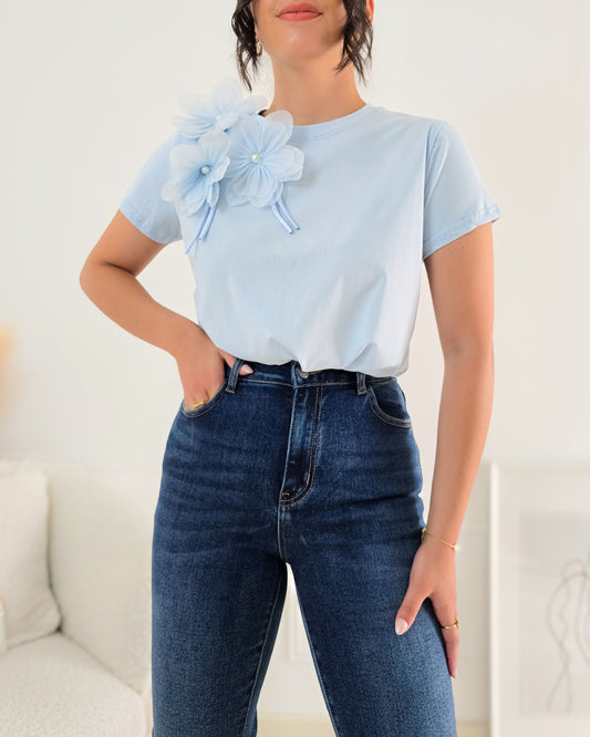 T-SHIRT FLOWER BLUE