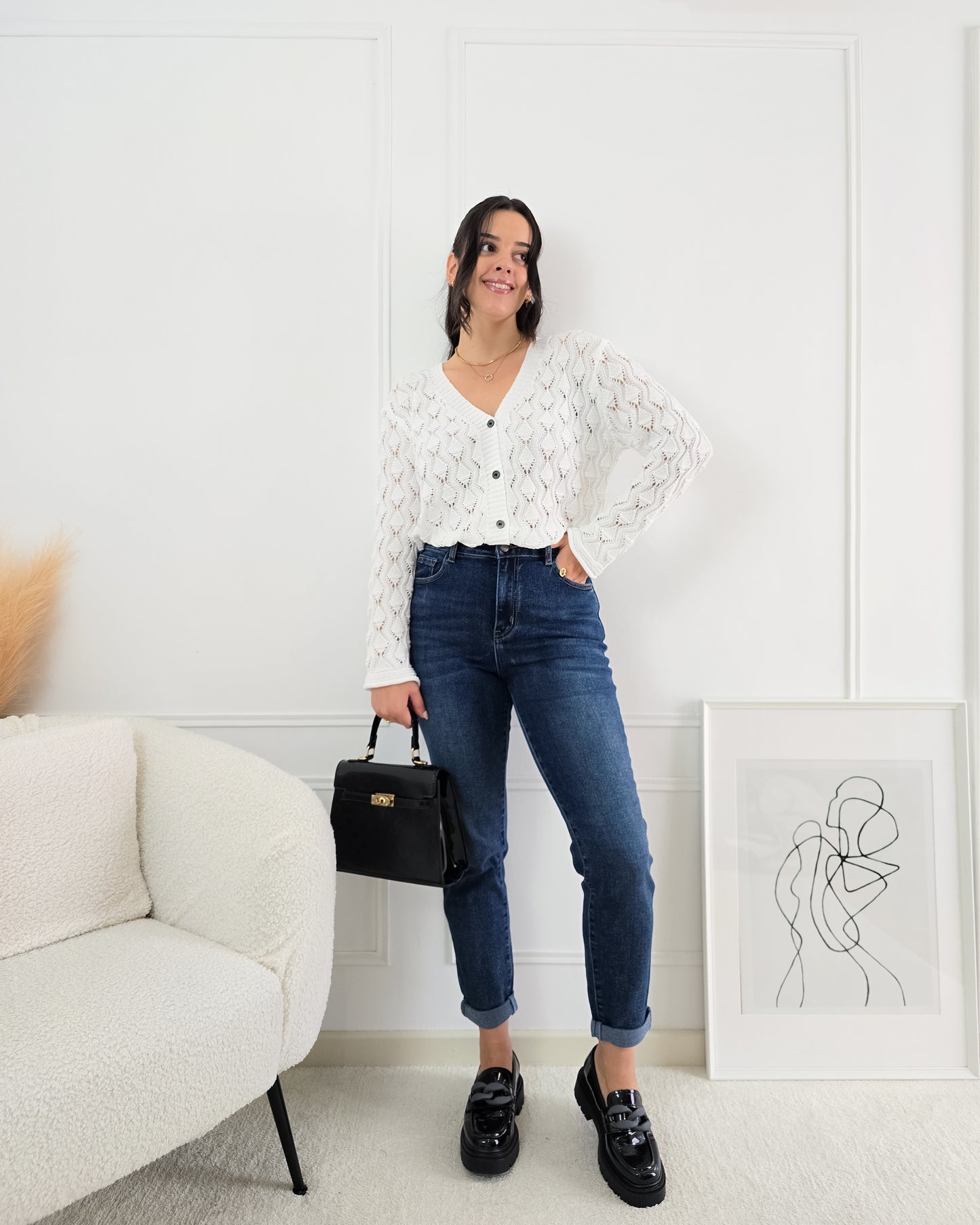 CARDIGAN FLORA WHITE