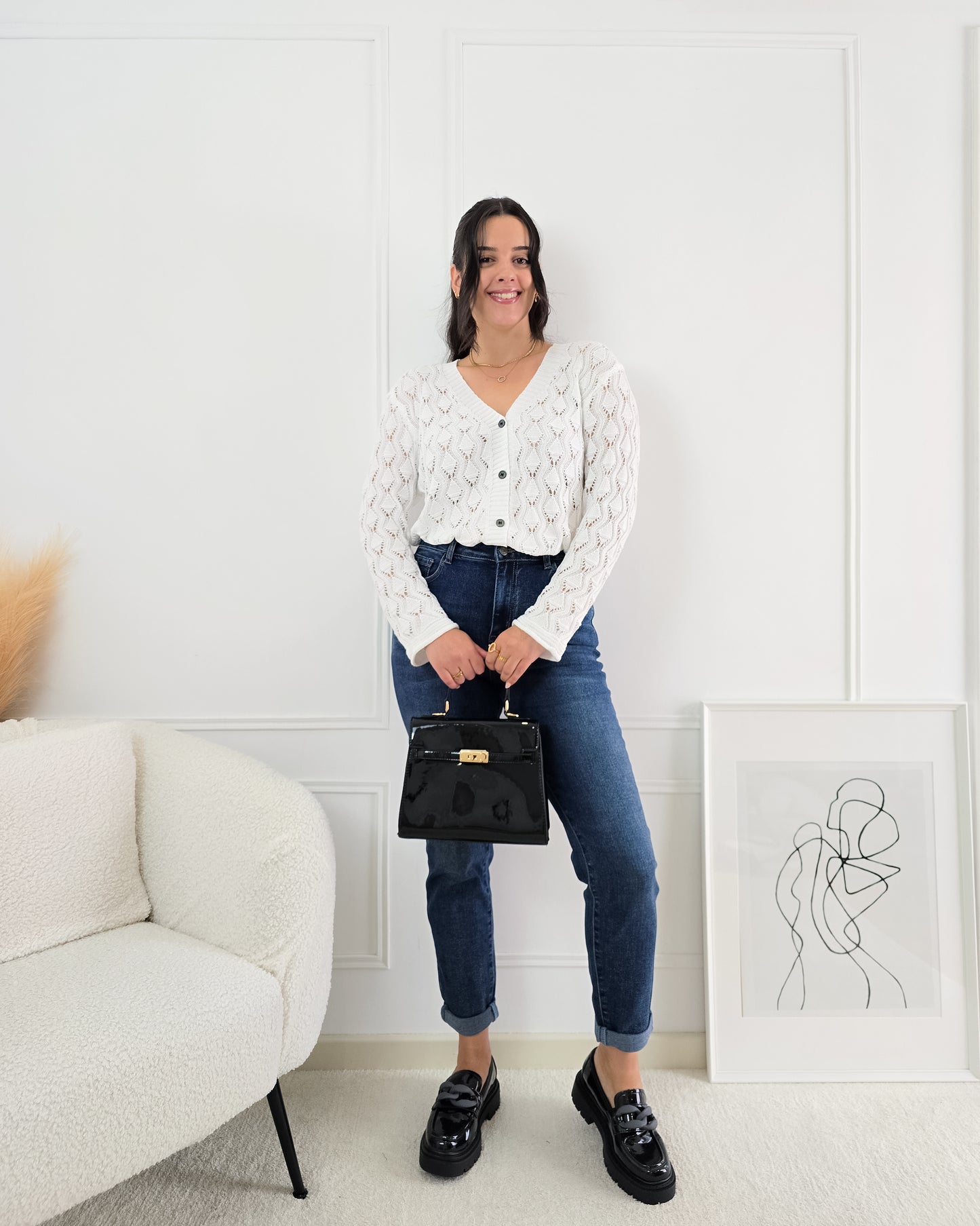 CARDIGAN FLORA WHITE