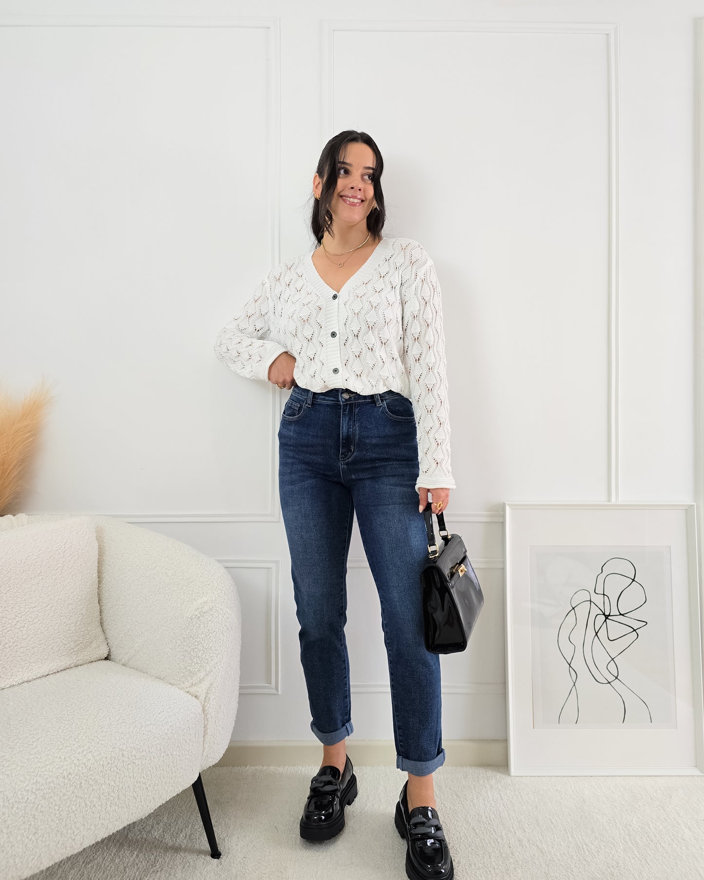 CARDIGAN FLORA WHITE