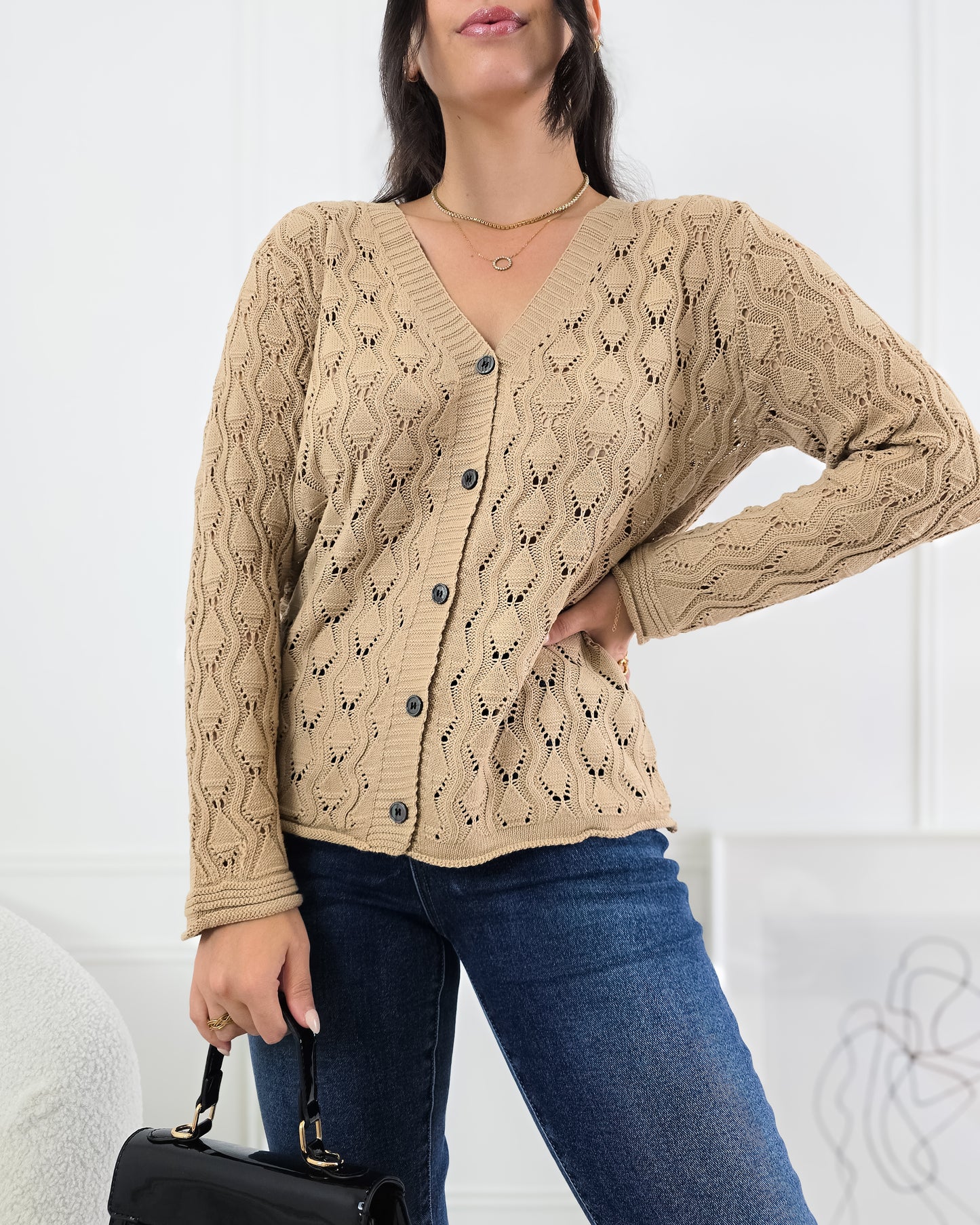 CARDIGAN FLORA BEIGE