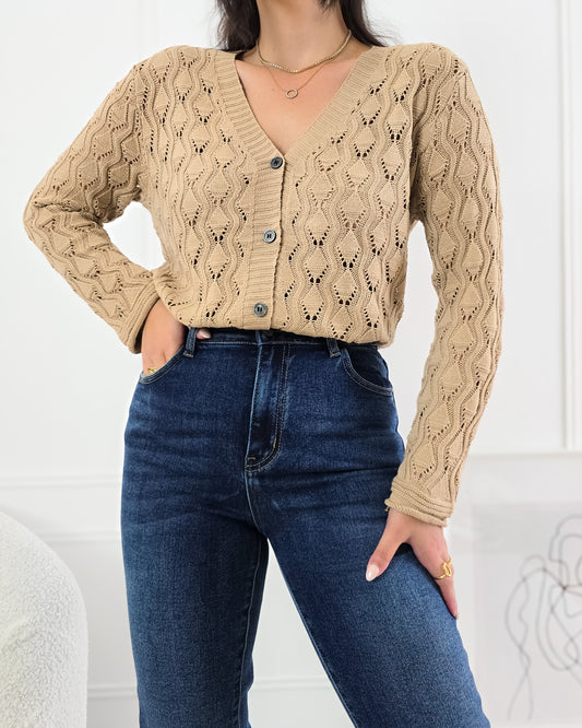 CARDIGAN FLORA BEIGE