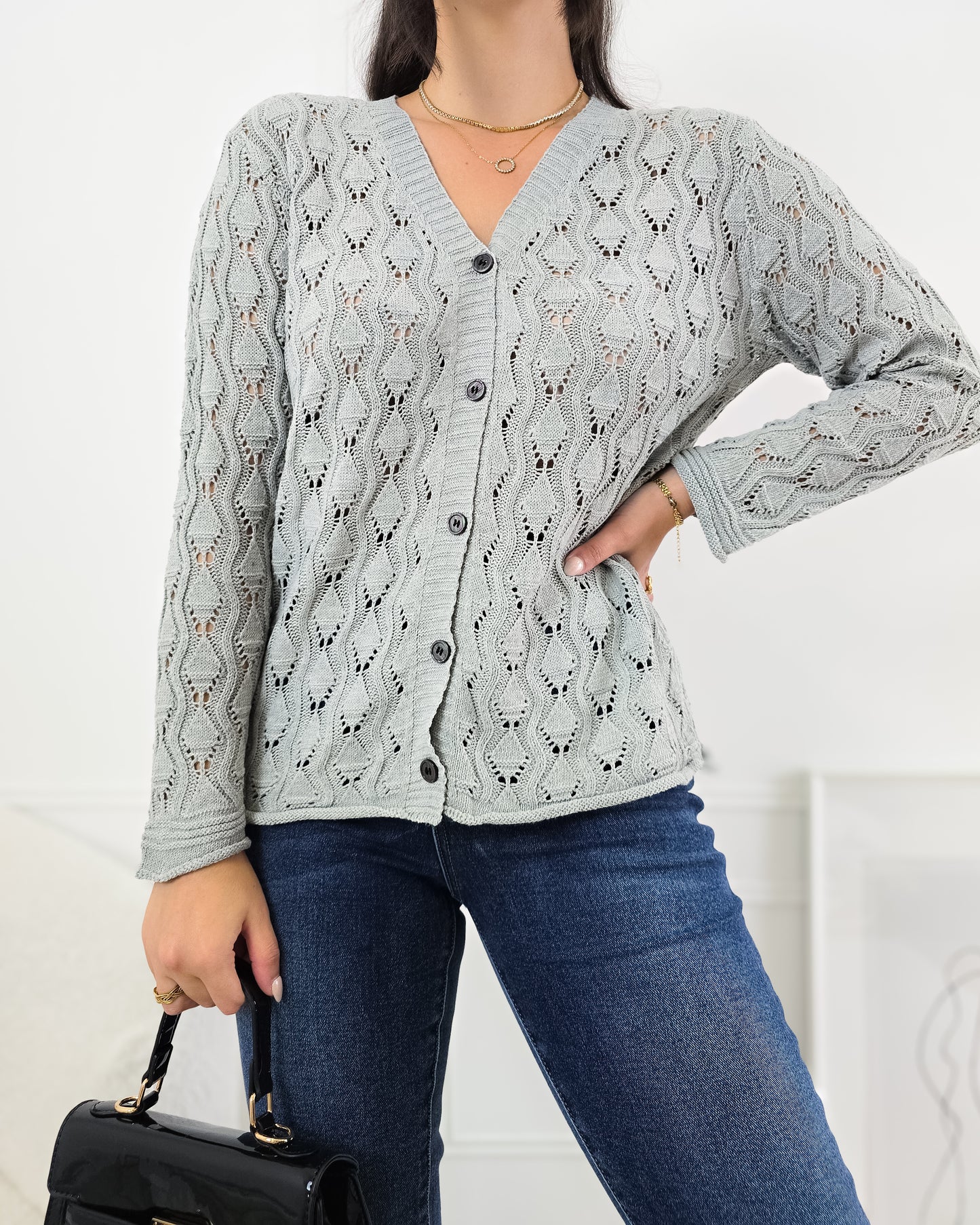CARDIGAN FLORA GREY