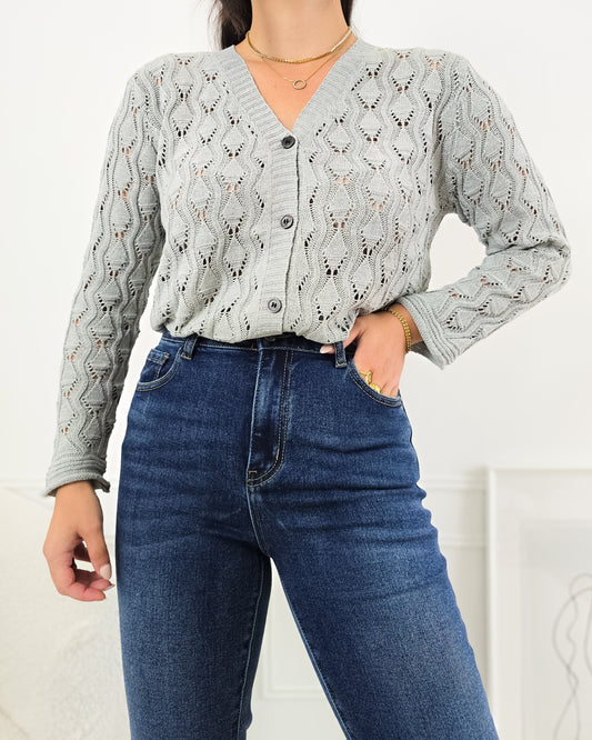 CARDIGAN FLORA GREY
