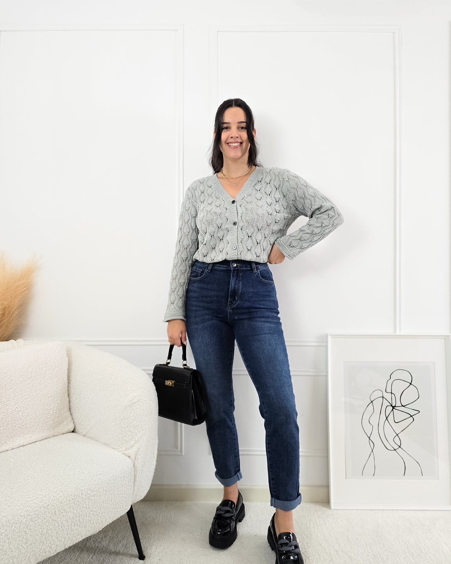 CARDIGAN FLORA GREY