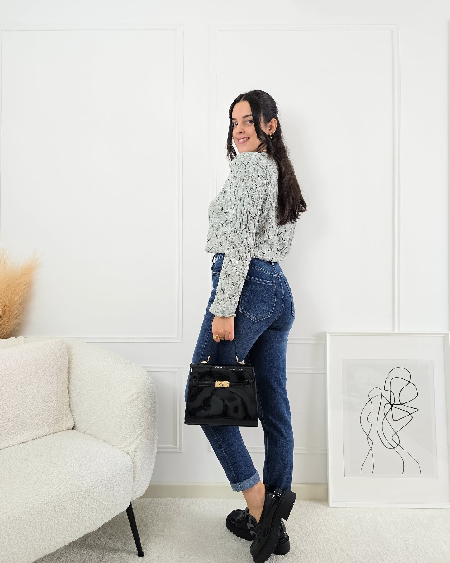 CARDIGAN FLORA GREY