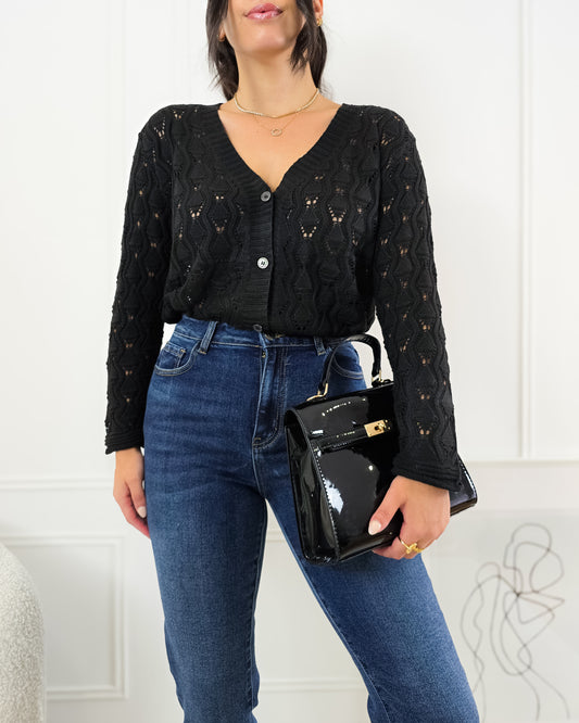 CARDIGAN FLORA BLACK