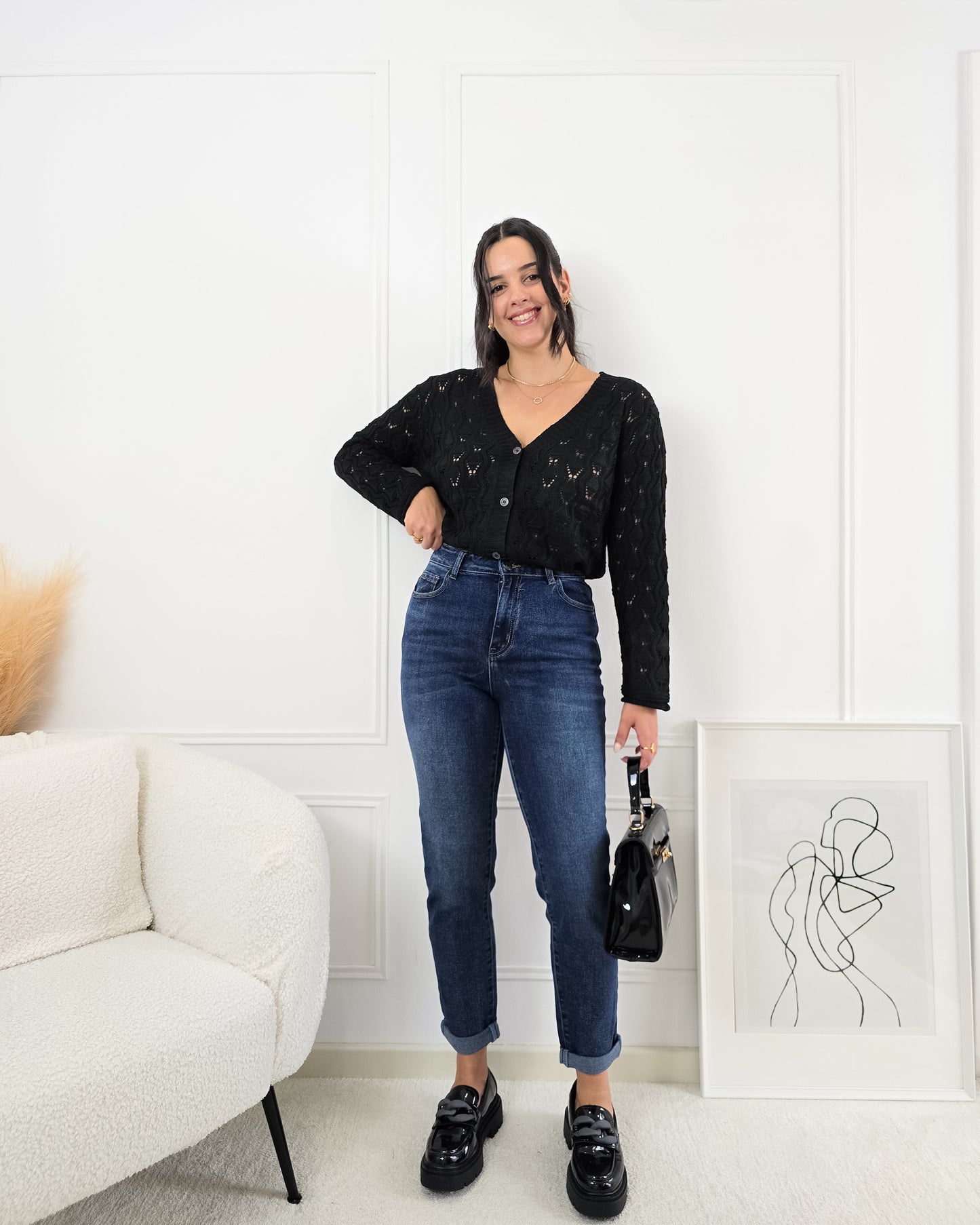 CARDIGAN FLORA BLACK
