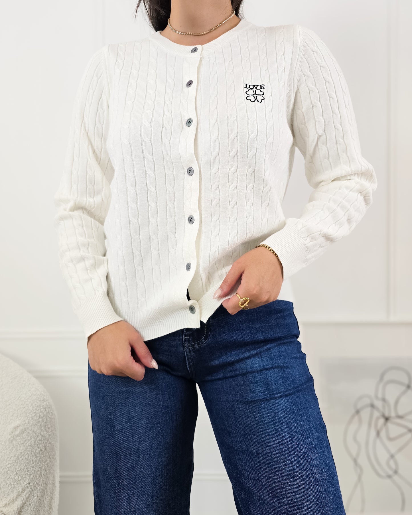 CARDIGAN BENEDITA WHITE