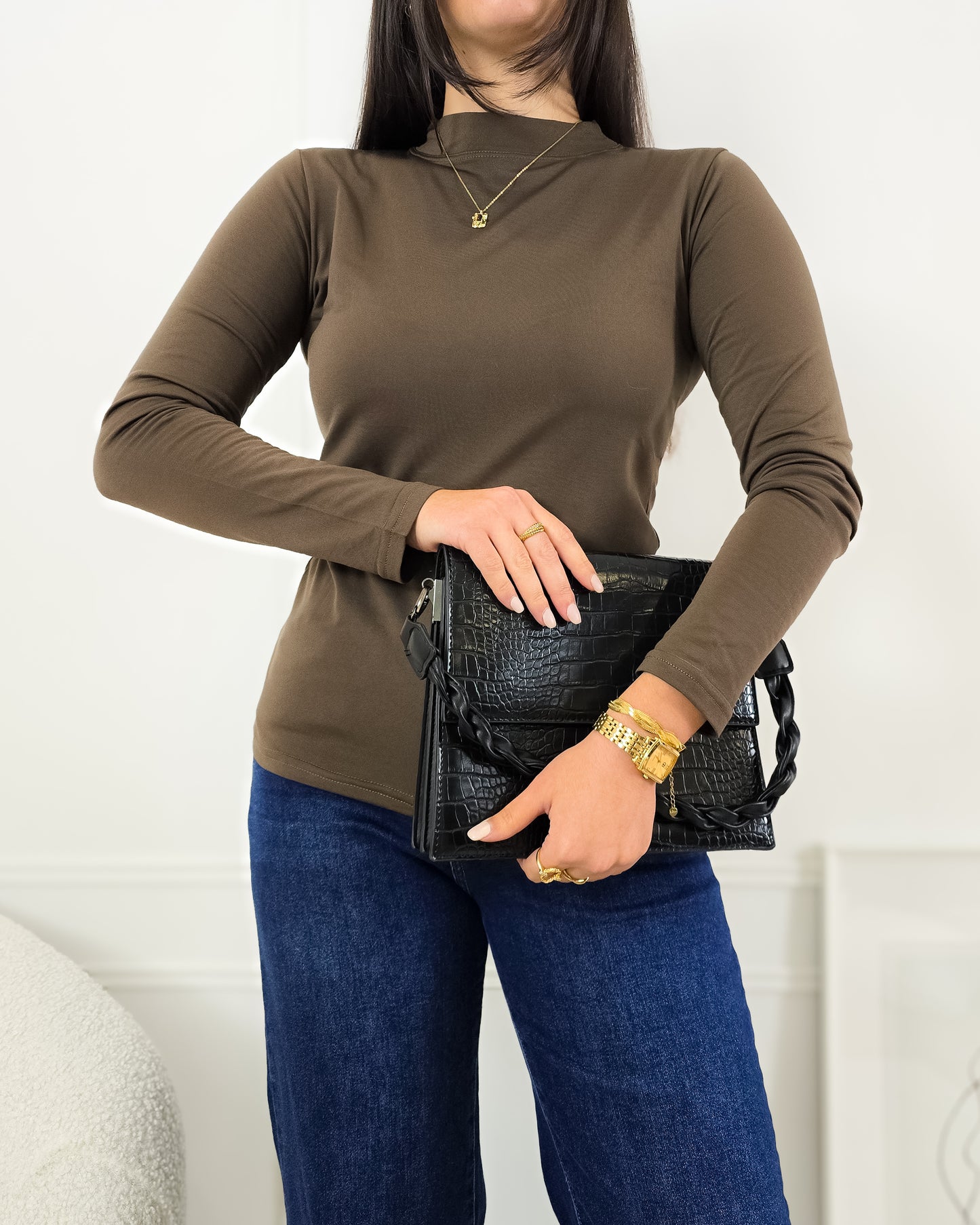 CAMISOLA LICRA CASTANHO (cardada)