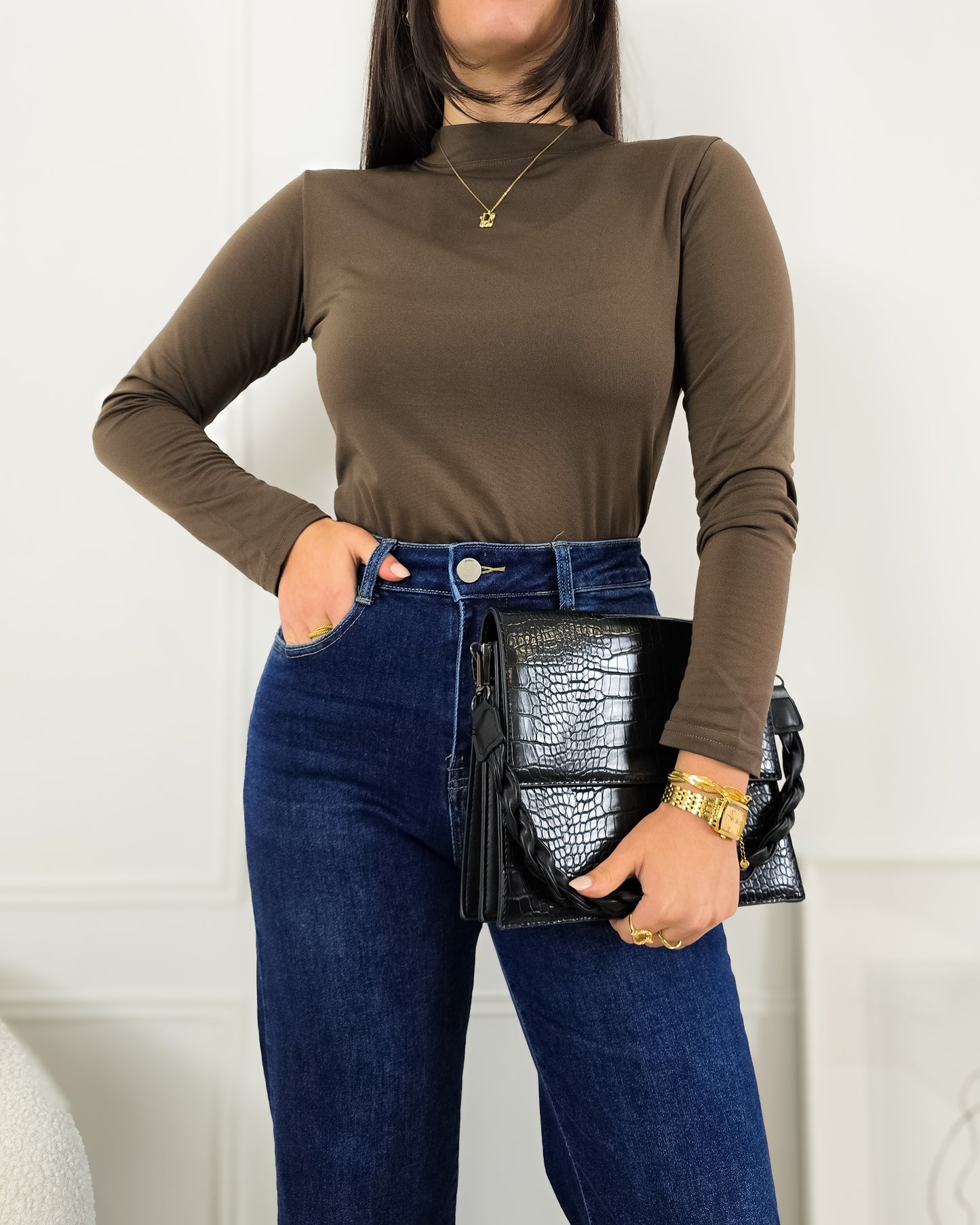 CAMISOLA LICRA CASTANHO (cardada)