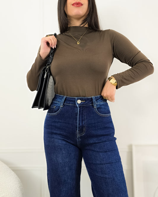 CAMISOLA LICRA CASTANHO (cardada)