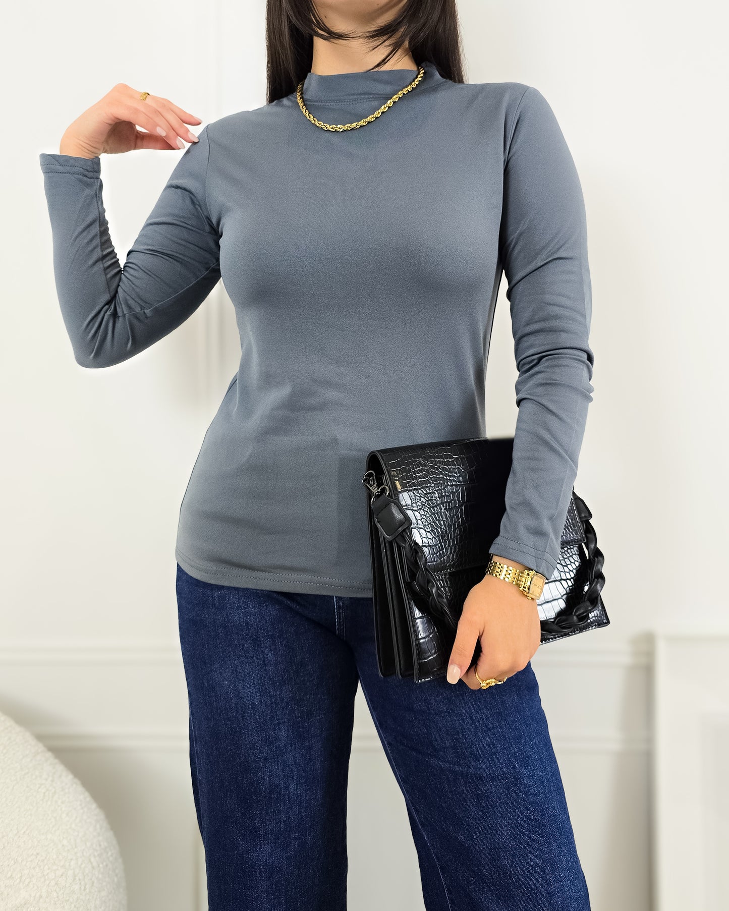 CAMISOLA LICRA CINZA ESCURO (cardada)