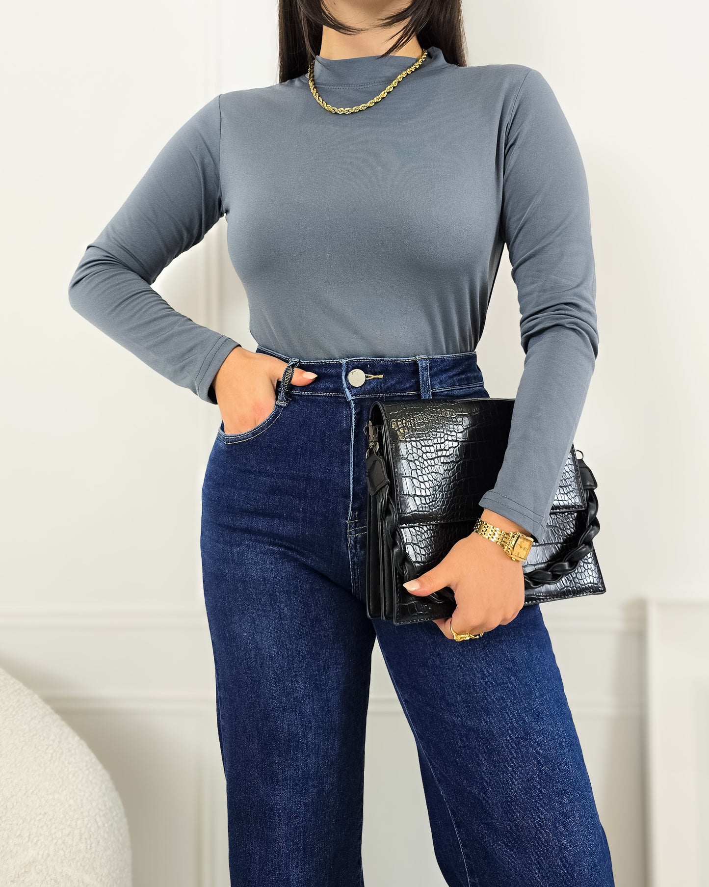 CAMISOLA LICRA CINZA ESCURO (cardada)