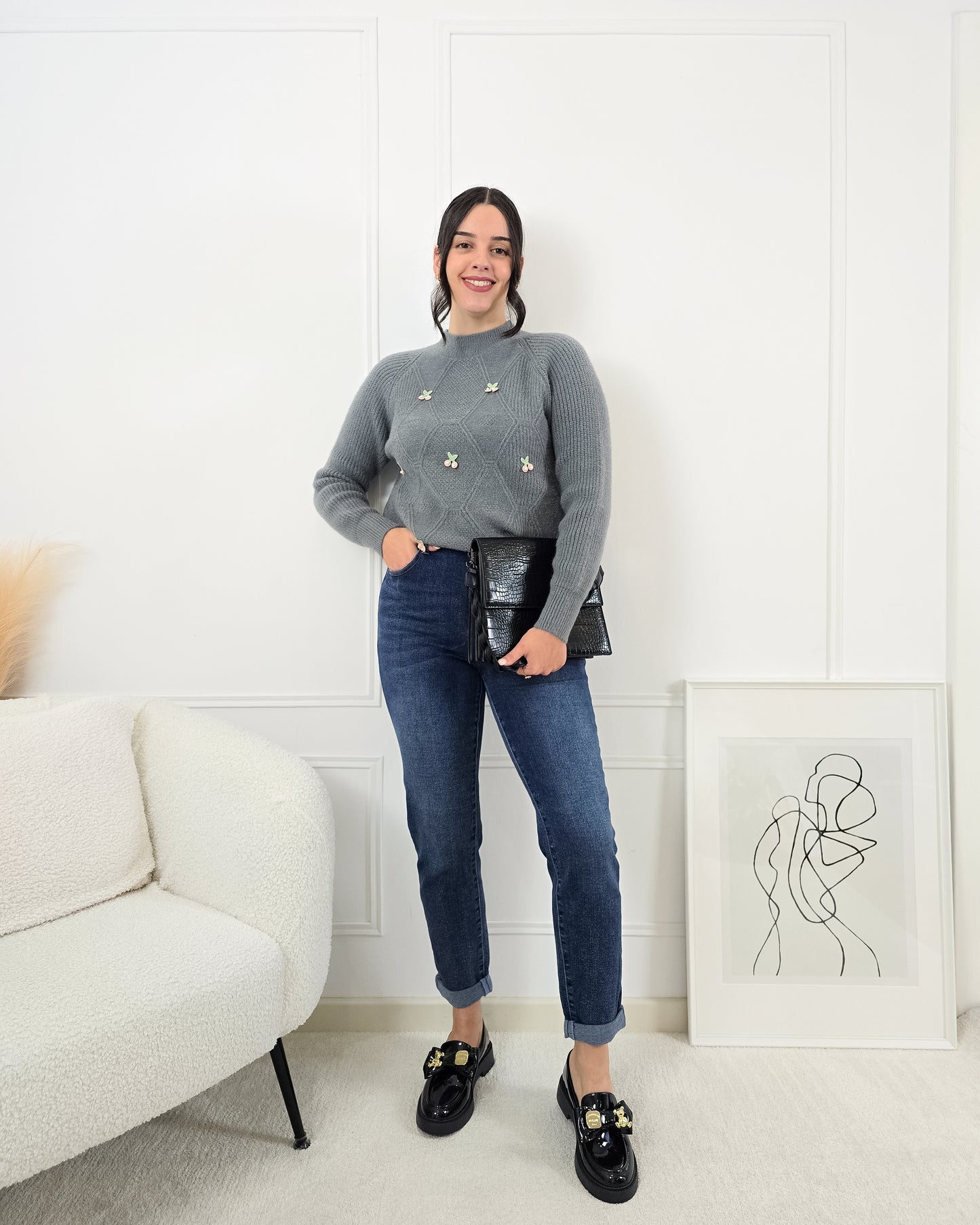 CAMISOLA CEREJA CINZA