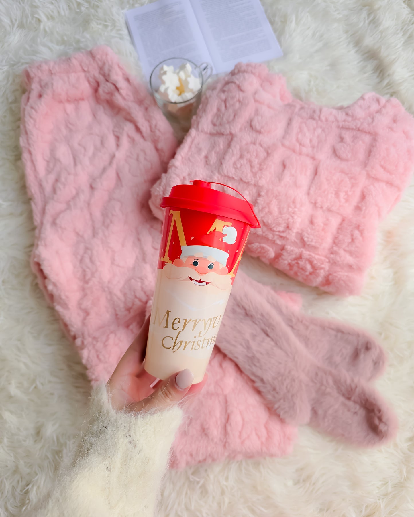 PIJAMA BUNNIES ROSA + meias + copo de Natal