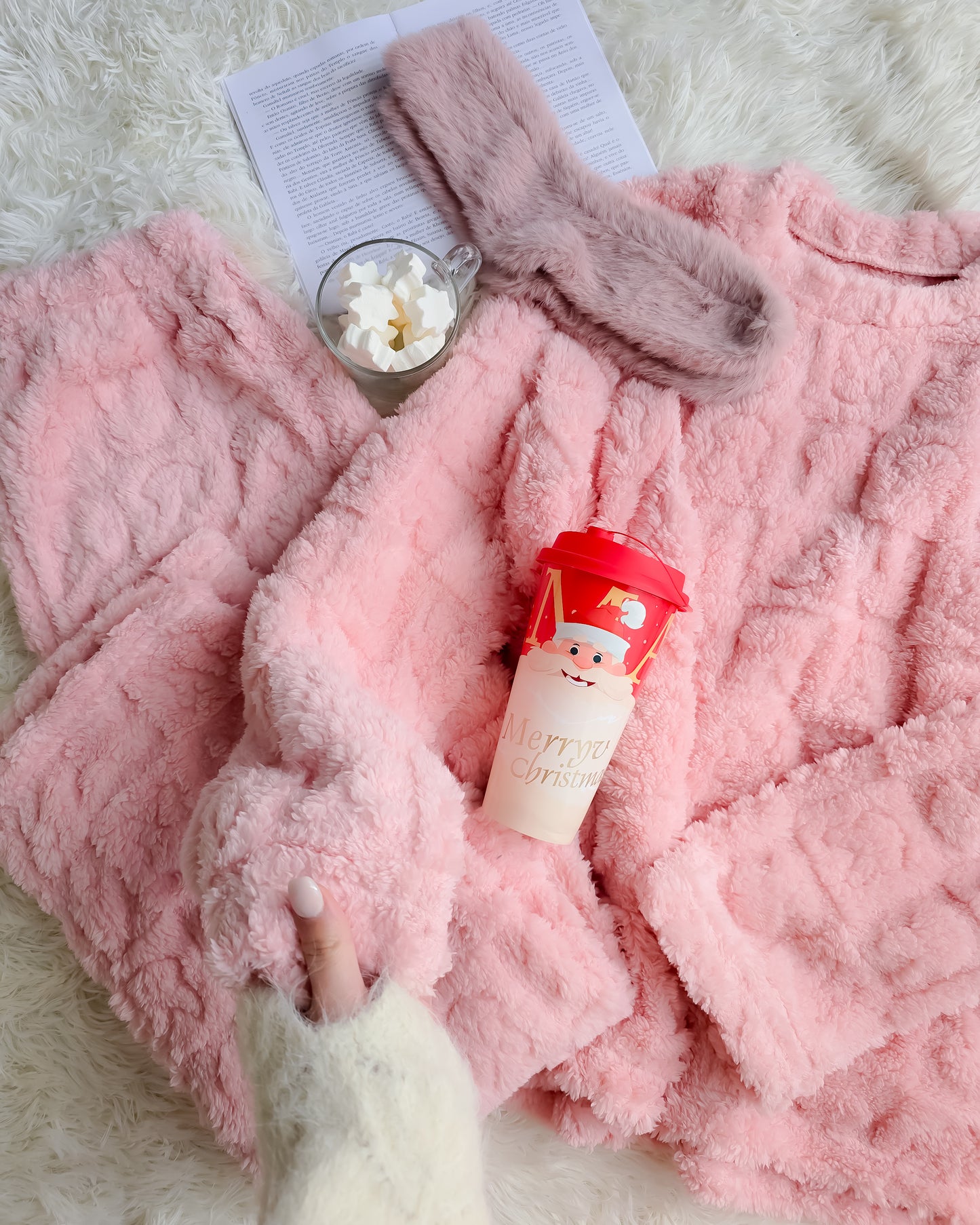 PIJAMA BUNNIES ROSA + meias + copo de Natal
