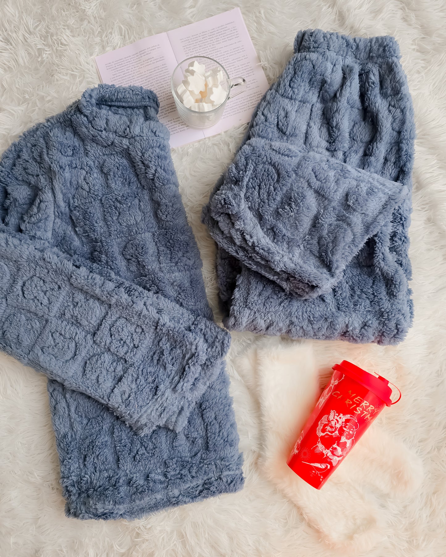 PIJAMA BUNNIES AZUL + meias + copo de Natal