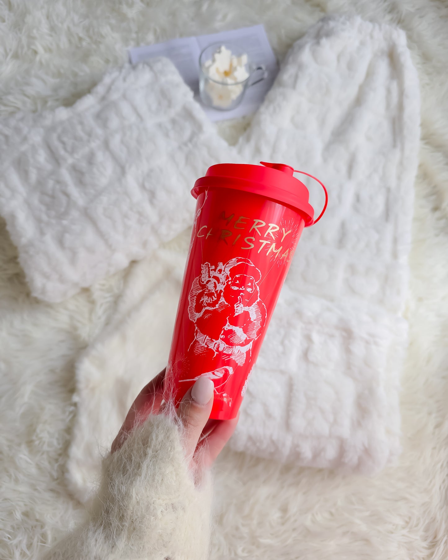 PIJAMA BUNNIES BRANCO + meias + copo de Natal