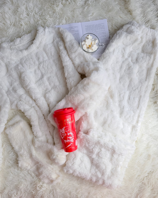 PIJAMA BUNNIES BRANCO + meias + copo de Natal