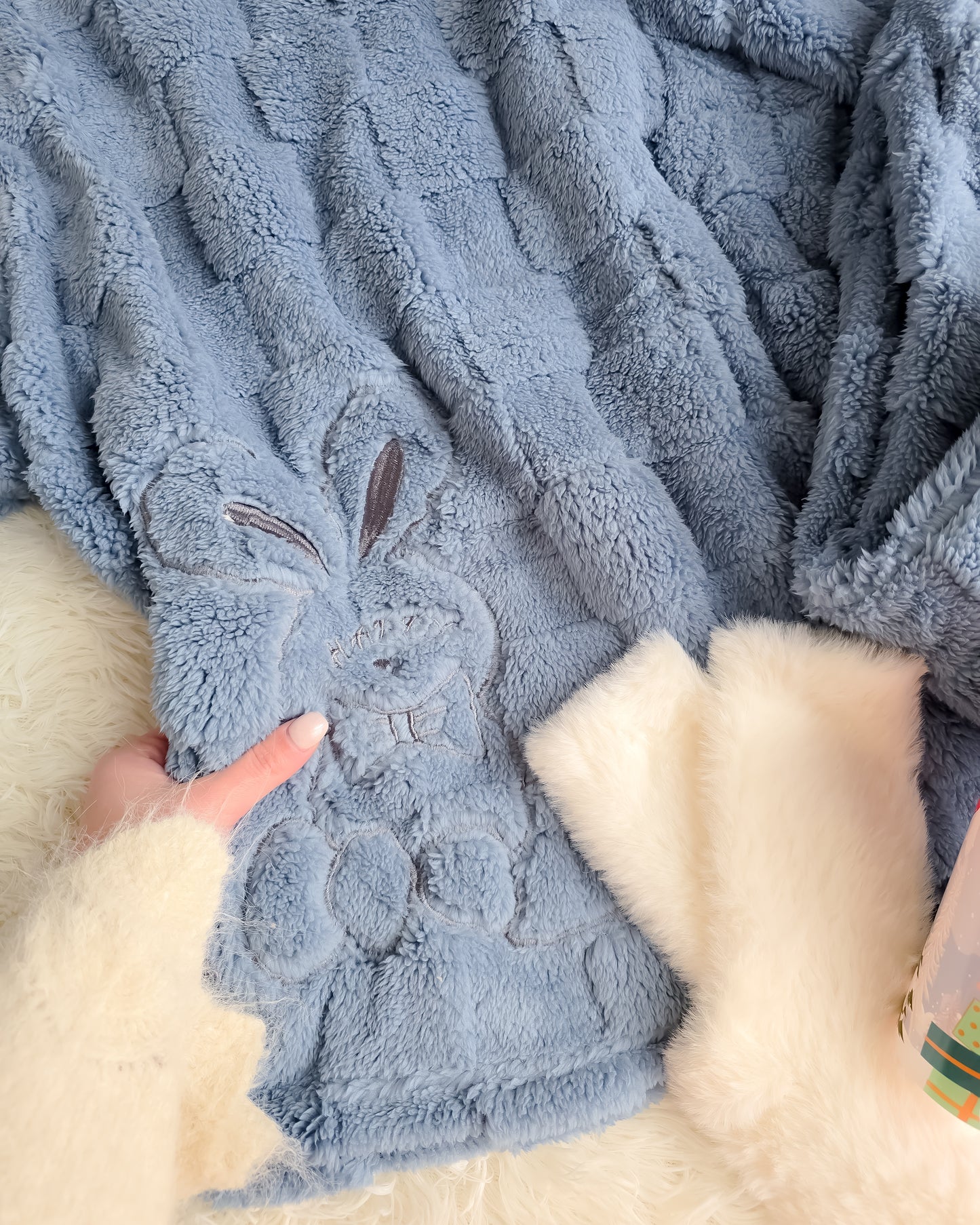 PIJAMA COELHO AZUL + meias + copo de Natal