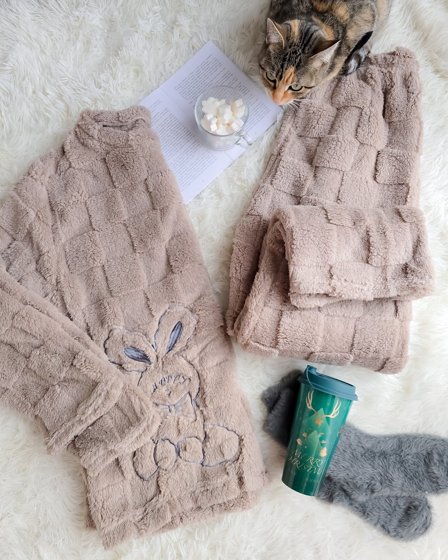 PIJAMA COELHO CAMEL + meias + copo de Natal