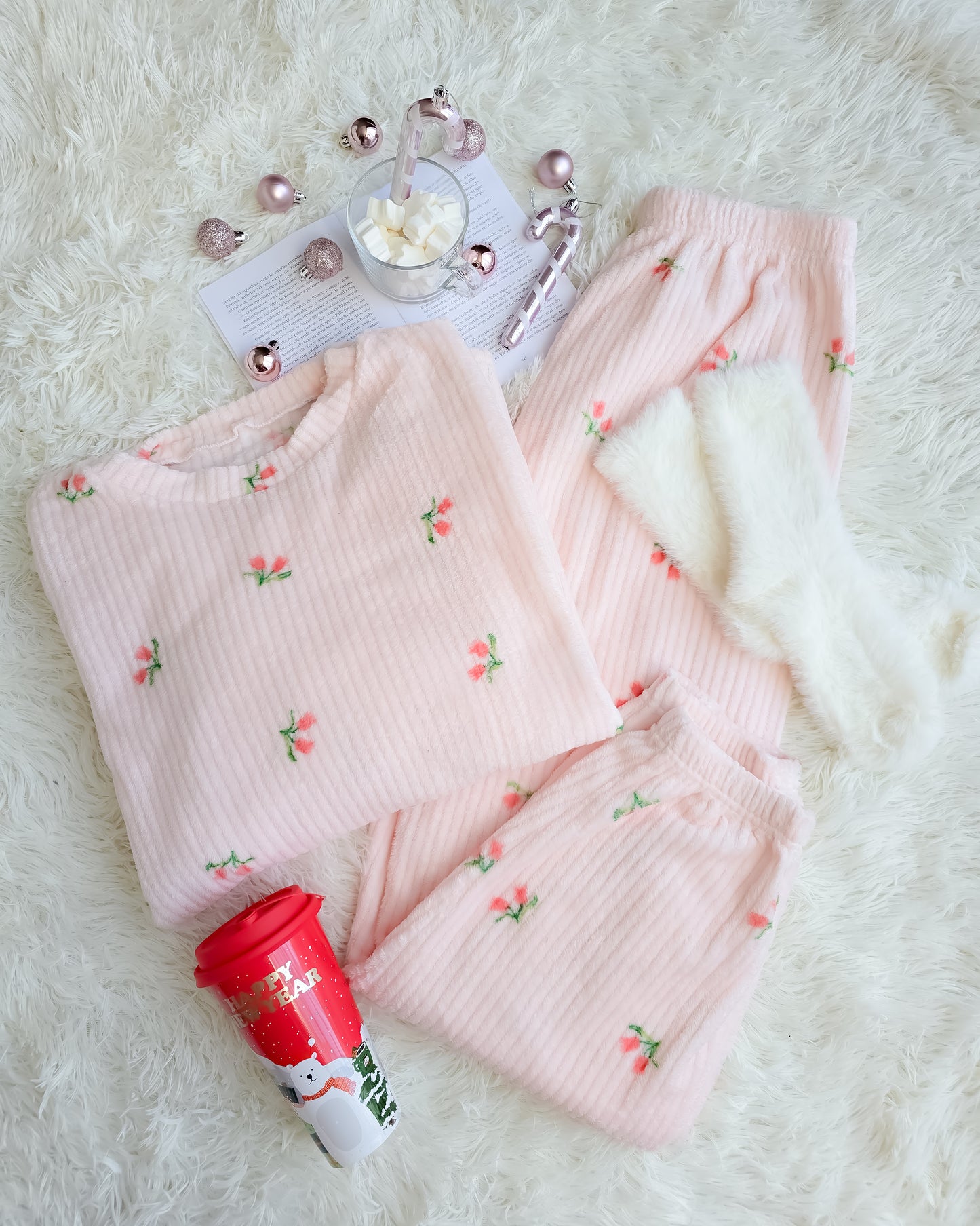 PIJAMA TULIPA + meias + copo de Natal