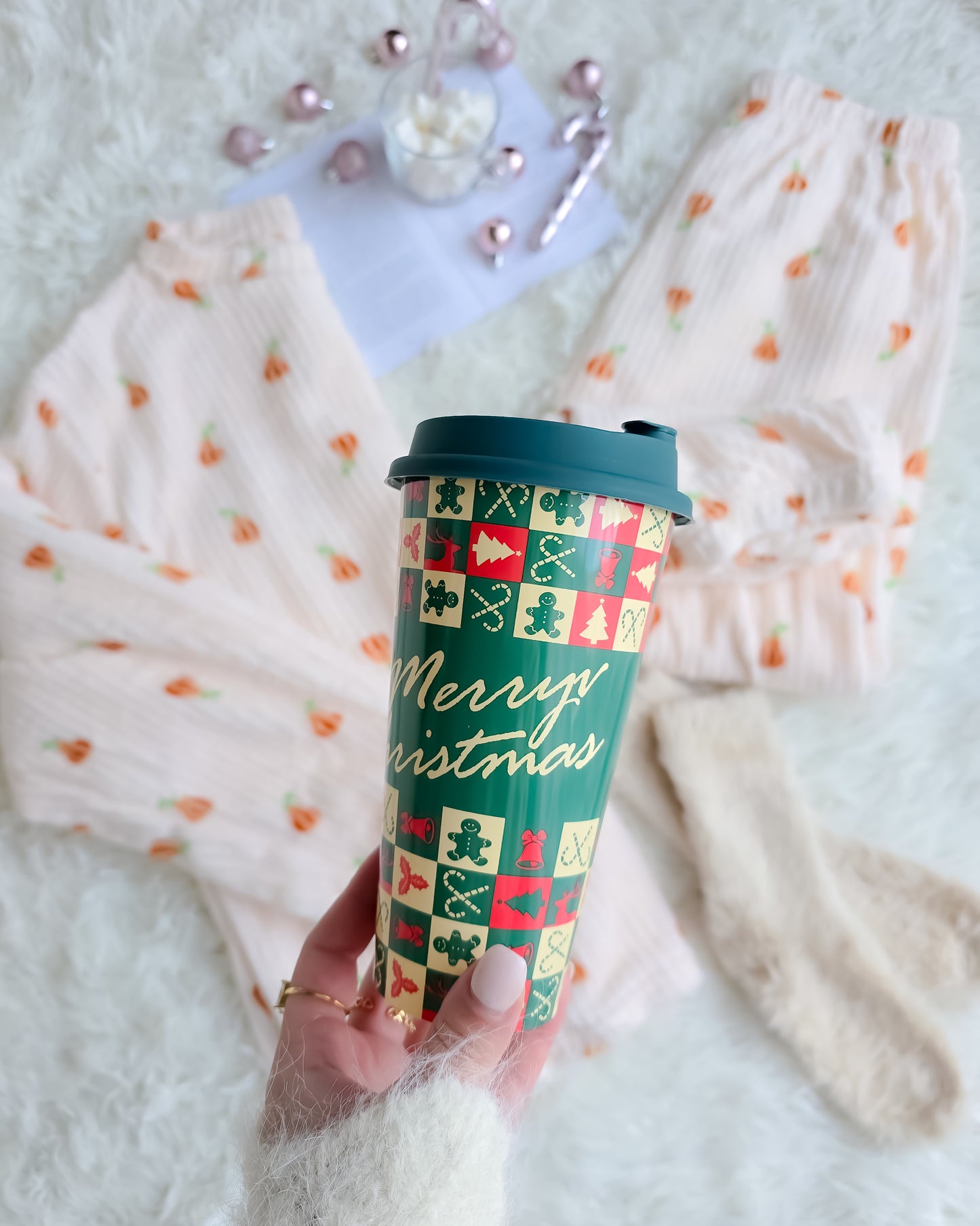 PIJAMA PÊRA + meias + copo de Natal