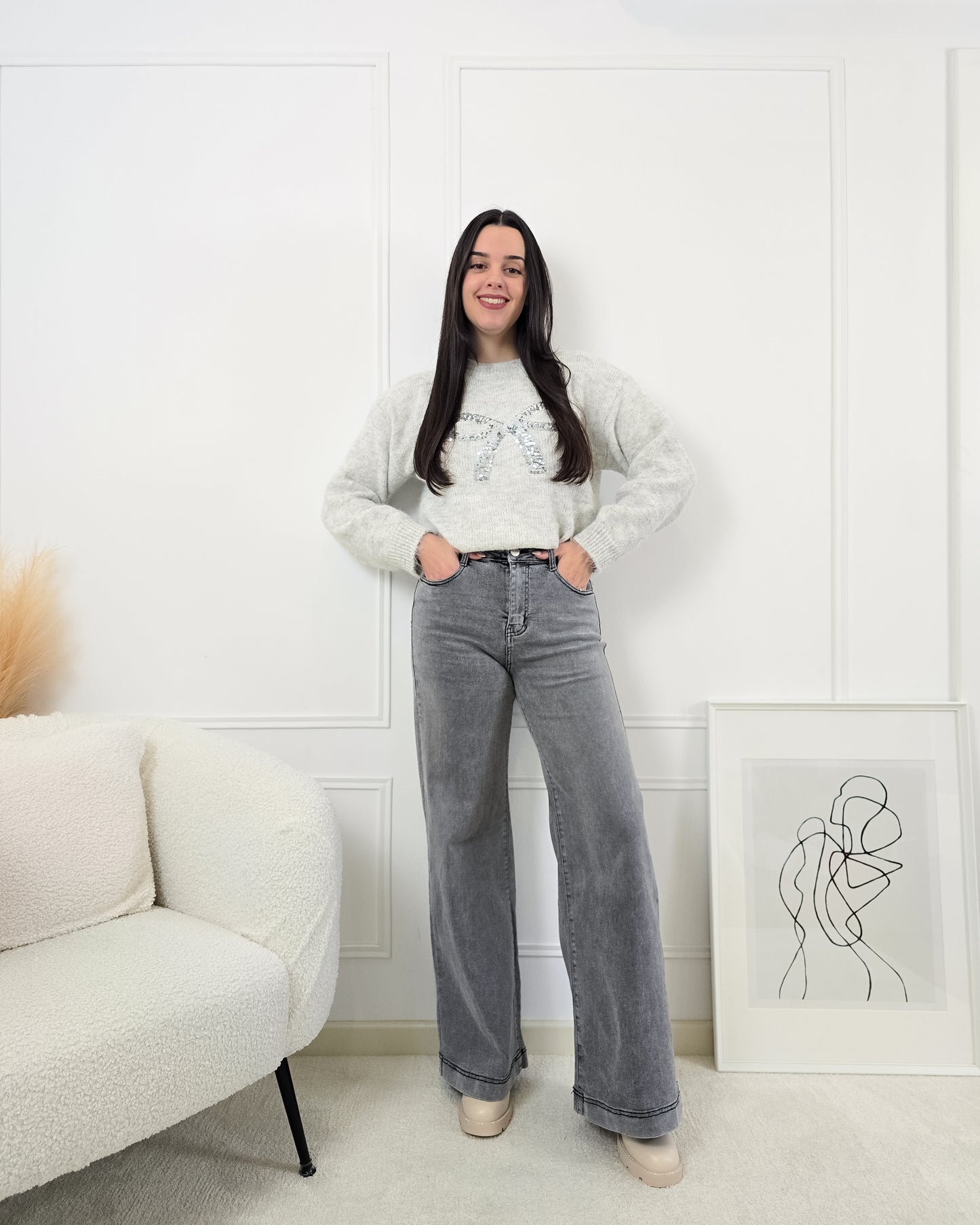 CAMISOLA LAÇO CINZA CLARO