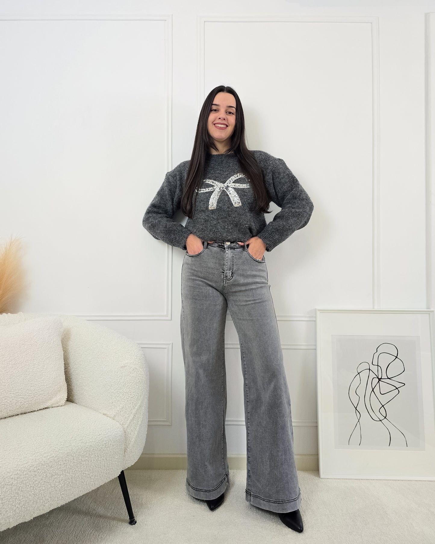 CAMISOLA LAÇO CINZA ESCURO