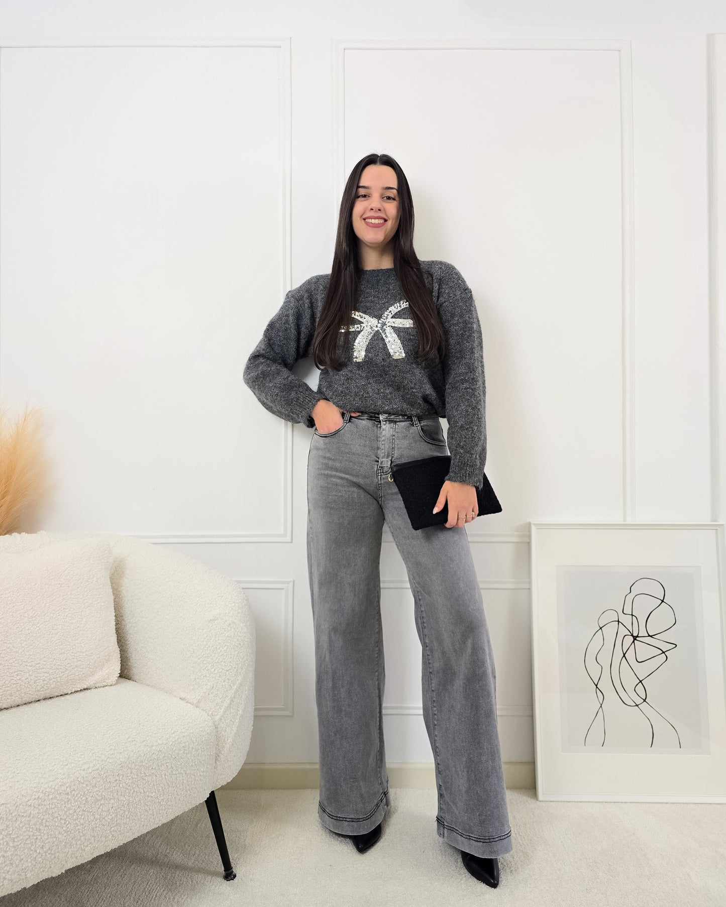 CAMISOLA LAÇO CINZA ESCURO