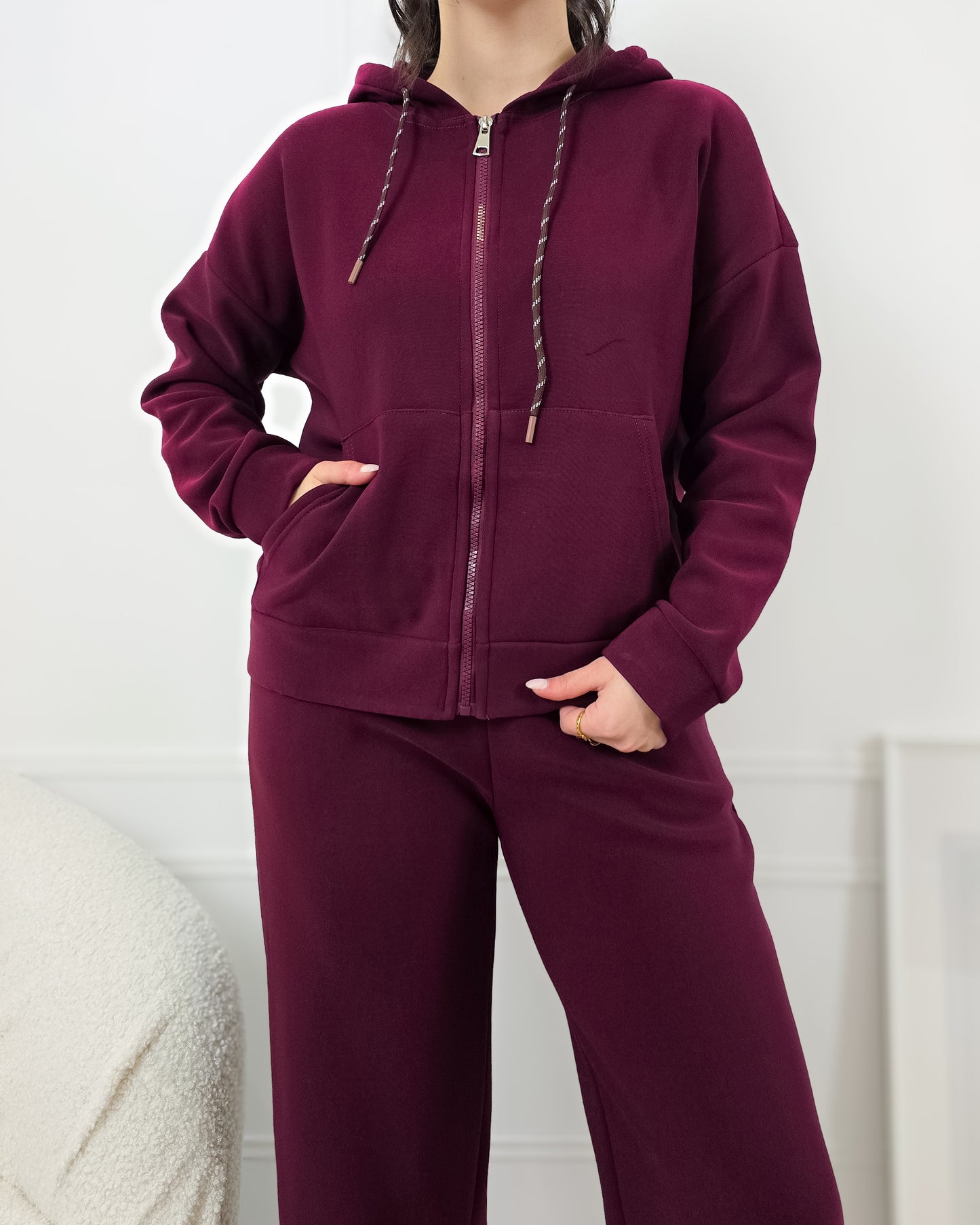 FATO DE TREINO CARDADO BORDÔ