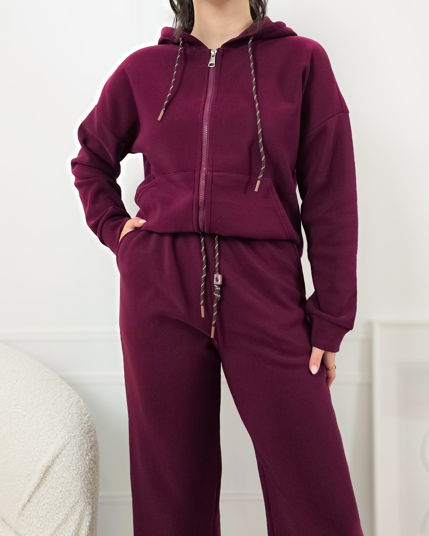 FATO DE TREINO CARDADO BORDÔ