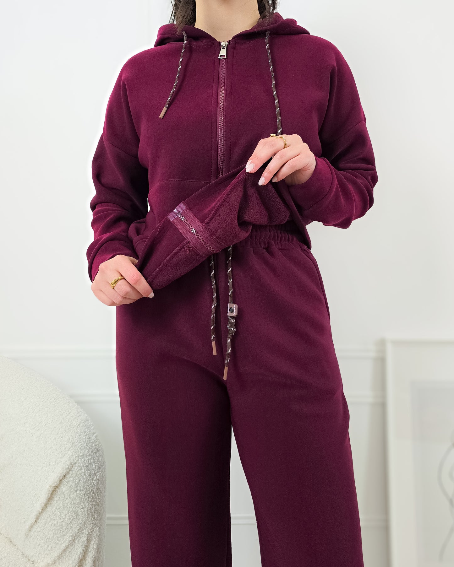 FATO DE TREINO CARDADO BORDÔ