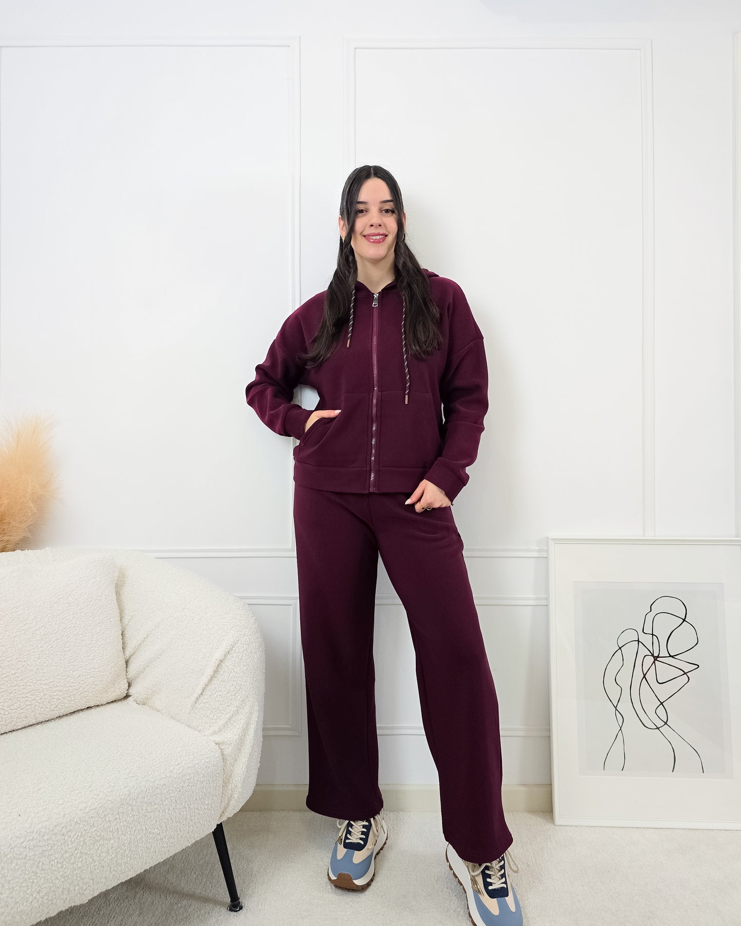 FATO DE TREINO CARDADO BORDÔ