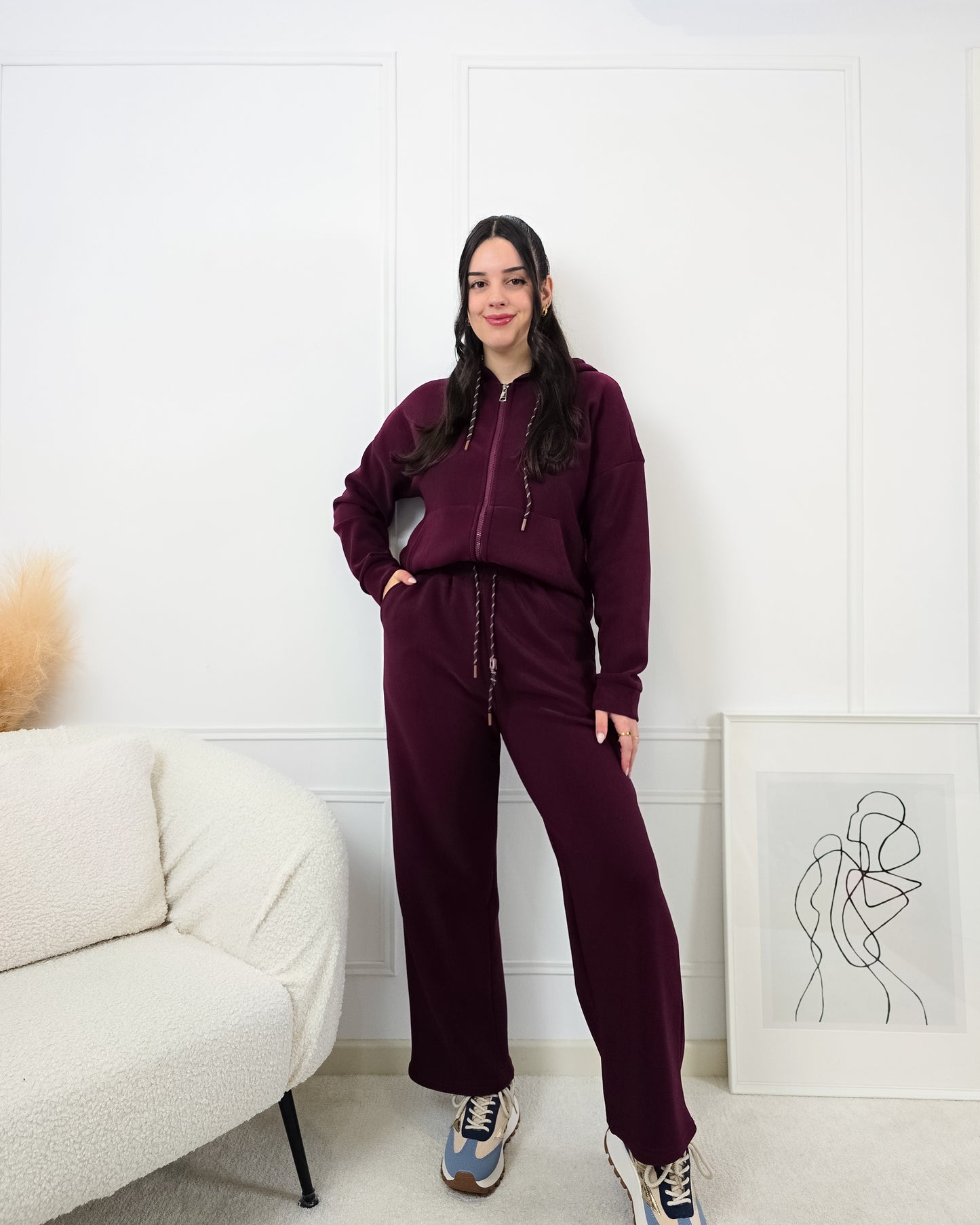 FATO DE TREINO CARDADO BORDÔ