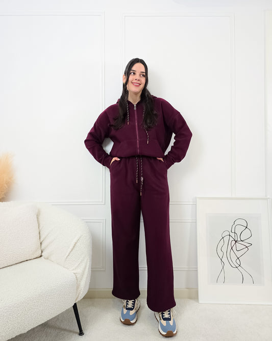 FATO DE TREINO CARDADO BORDÔ