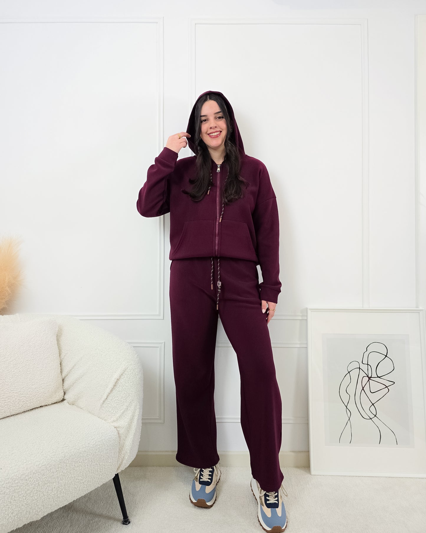 FATO DE TREINO CARDADO BORDÔ