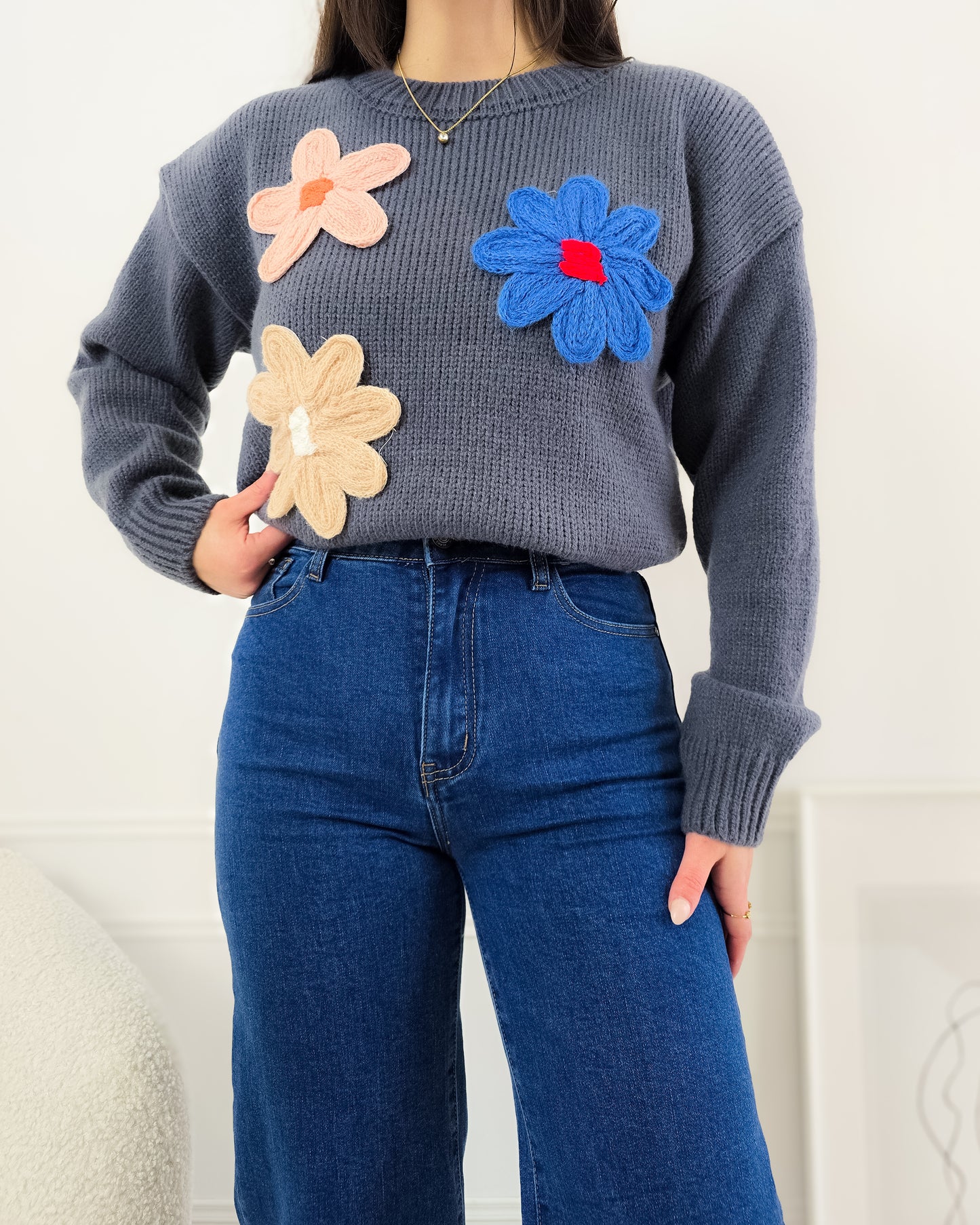 CAMISOLA FLORES CINZA