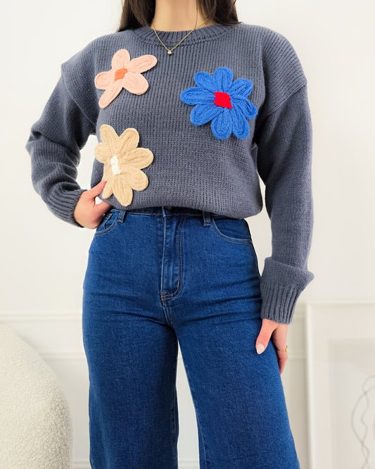 CAMISOLA FLORES CINZA