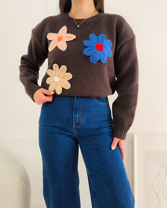 CAMISOLA FLORES CASTANHO