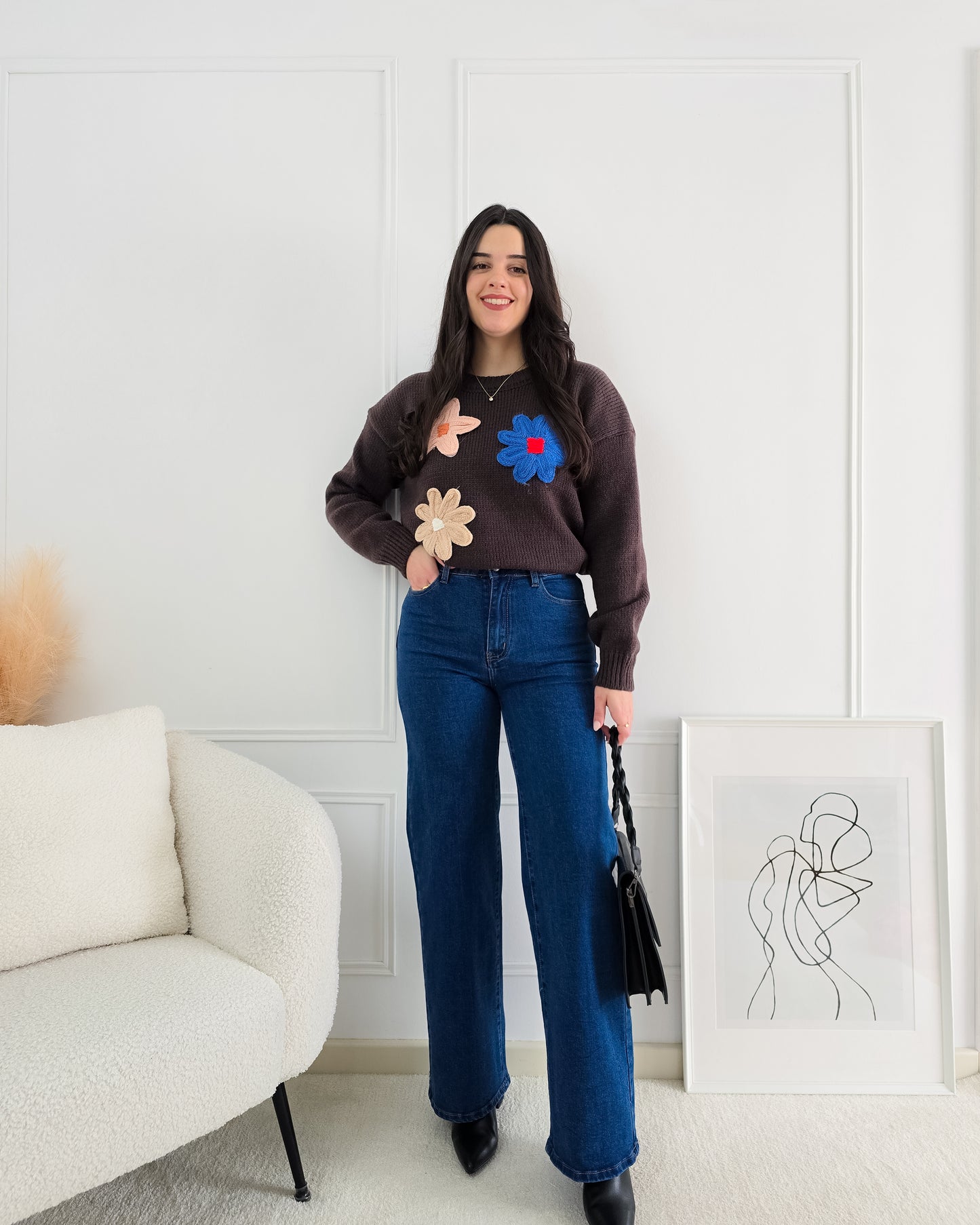 CAMISOLA FLORES CASTANHO