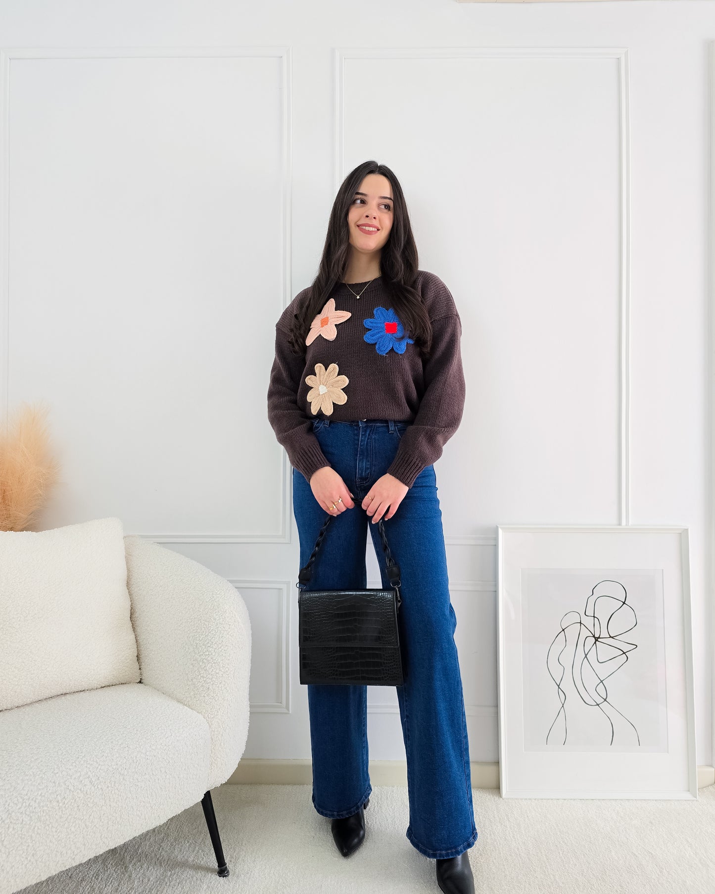 CAMISOLA FLORES CASTANHO