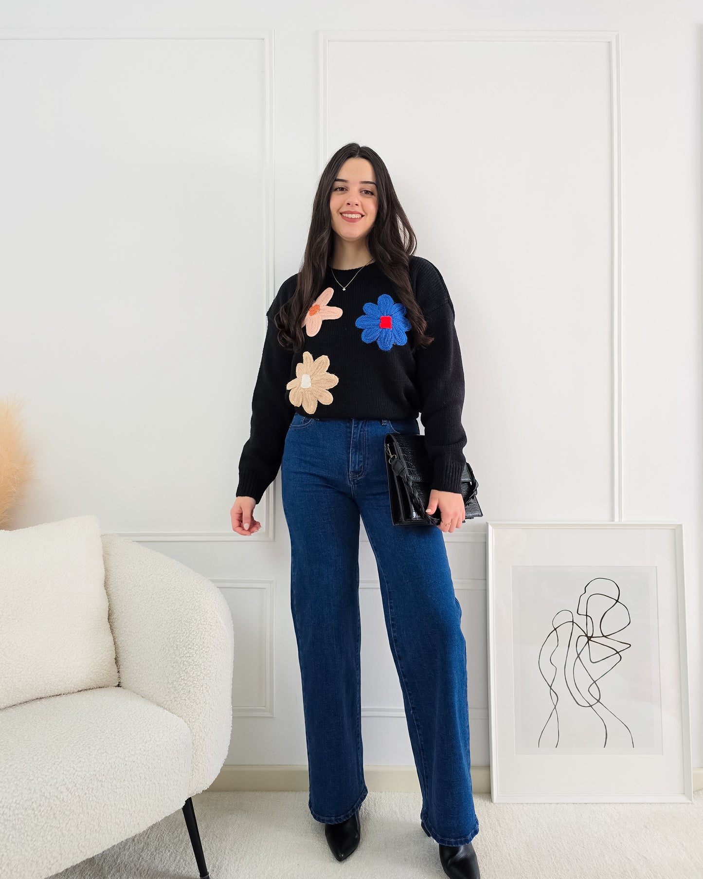 CAMISOLA FLORES PRETO