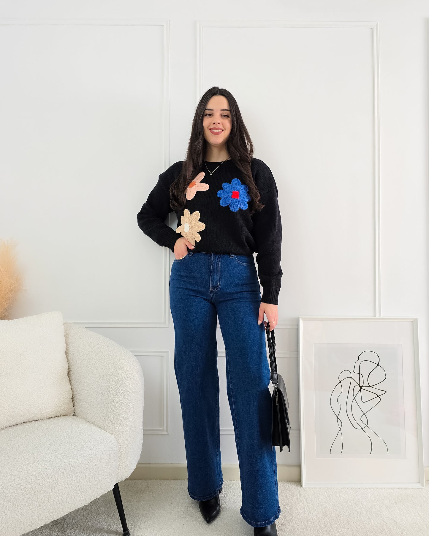 CAMISOLA FLORES PRETO