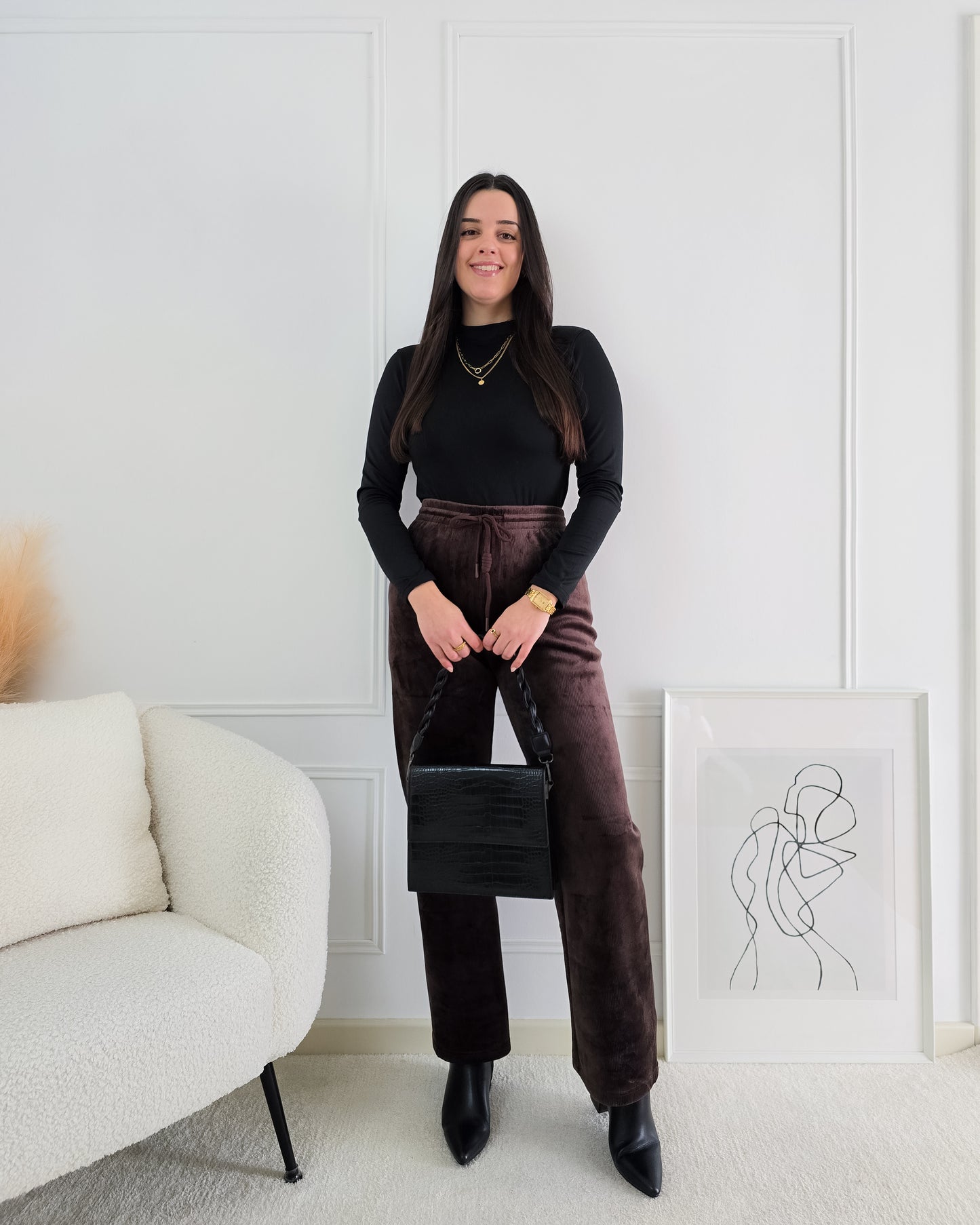 CALÇAS BOMBAZINE CASTANHO