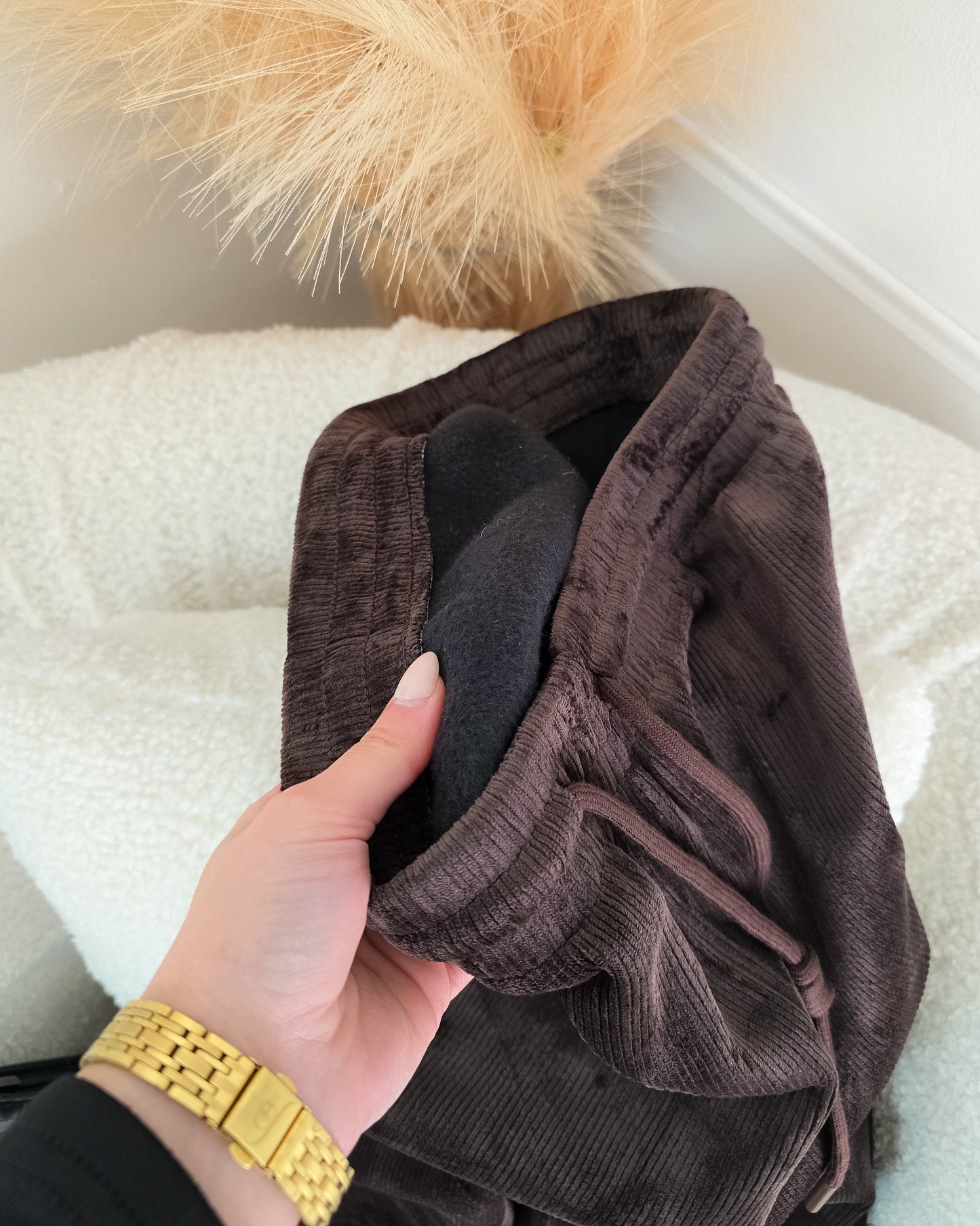 CALÇAS BOMBAZINE CASTANHO